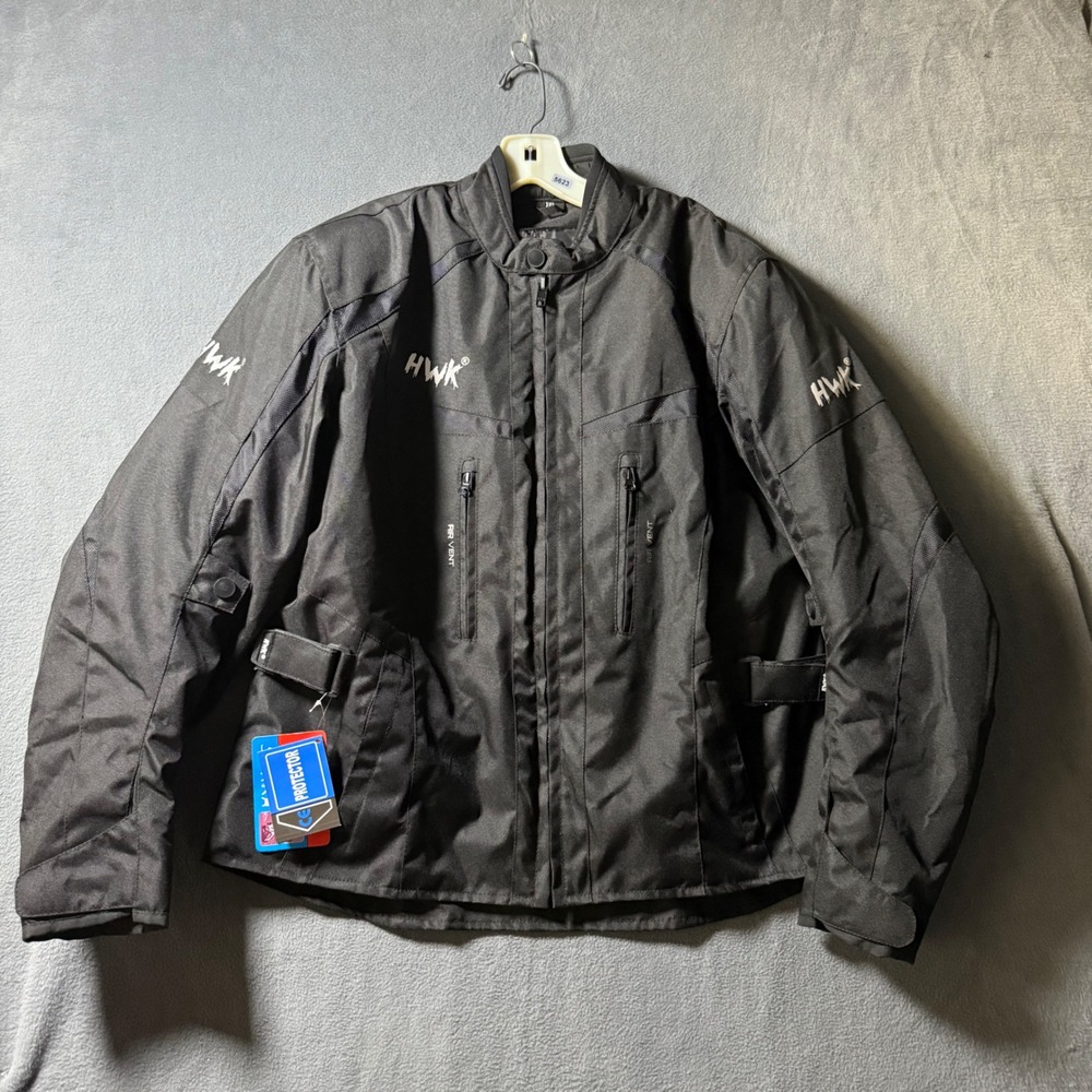 HWK Womens Black Armored Motorcycle Jacket Removable Liner XL New